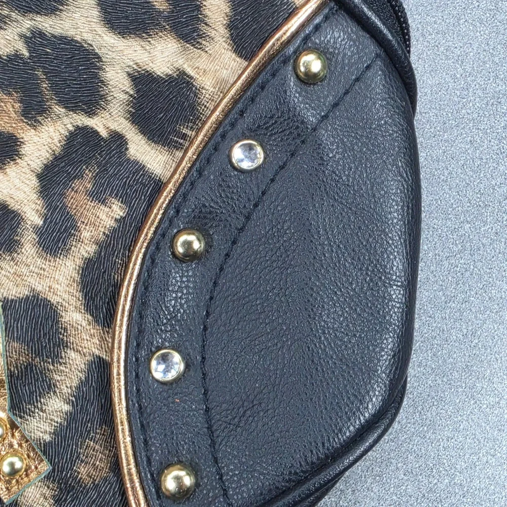 Betty Boop Handbag Leopard Cheetah Print Bowler Dome Satchel Rhinestones Studded